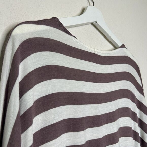 Mon Ami USA Brown and Cream Striped Button Shoulder Tunic Top L - Picture 8 of 10